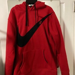 Mens Red Nike Hoodie, Large With Front Pocket, Heavy Weight